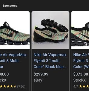 Nike Air Vapormax Flyknit 3 Multicolor Black Men’s Size 10.5
